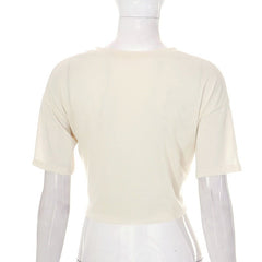 Meghan Twist Front Short Sleeve Cropped Tee - CloudNine Fash Boutique