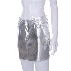 Melanie Faux Leather Metallic Mini Skirt - CloudNine Fash Boutique