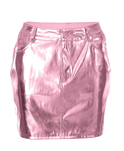 Melanie Faux Leather Metallic Mini Skirt - CloudNine Fash Boutique