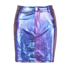 Melanie Faux Leather Metallic Mini Skirt - CloudNine Fash Boutique
