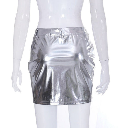 Melanie Faux Leather Metallic Mini Skirt - CloudNine Fash Boutique