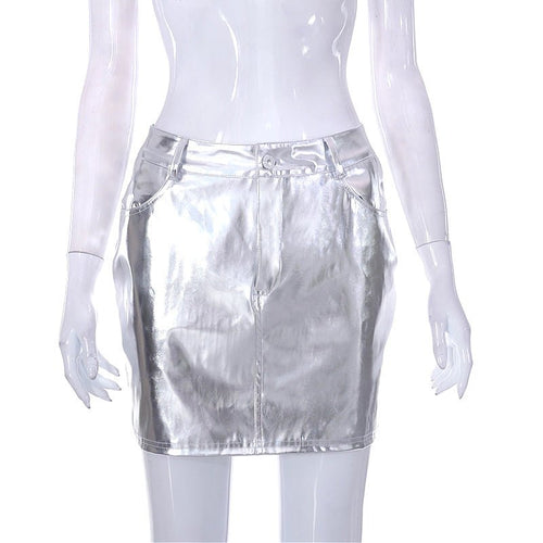 Melanie Faux Leather Metallic Mini Skirt - CloudNine Fash Boutique