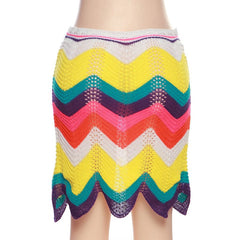 Melinda Crochet Knit Chevron Skirt Set - CloudNine Fash Boutique