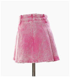 Mia Pleated Washed Denim Mini Skirt - CloudNine Fash Boutique