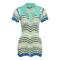 Miss Behave Crochet Collared Chevron Mini Dress - CloudNine Fash Boutique