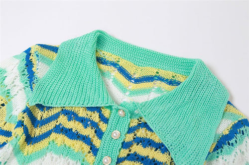 Miss Behave Crochet Collared Chevron Mini Dress - CloudNine Fash Boutique
