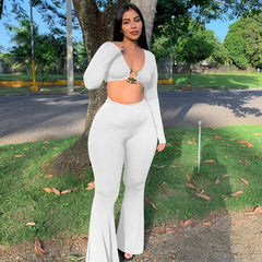 Never Average Ribbed Flare Pant Set - CloudNine Fash Boutique