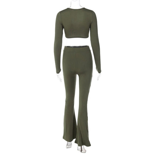 Never Average Ribbed Flare Pant Set - CloudNine Fash Boutique