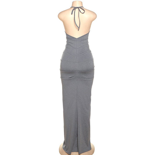 No Dusties Allowed Plunge Halter Backless Maxi Dress - CloudNine Fash Boutique