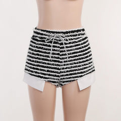 Not So Black And White Knitted Shorts - CloudNine Fash Boutique