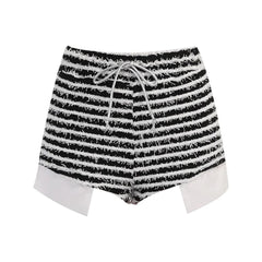 Not So Black And White Knitted Shorts - CloudNine Fash Boutique