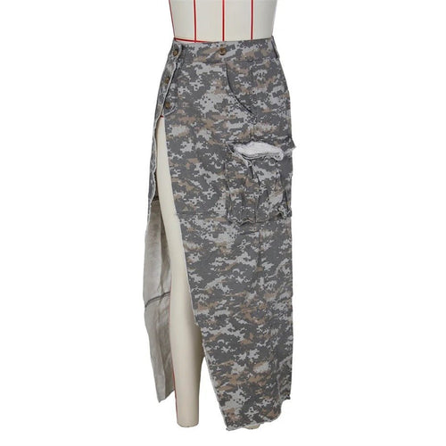 Open Fire Distressed Camo Cargo Maxi Skirt - CloudNine Fash Boutique