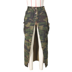 Open Fire Distressed Camo Cargo Maxi Skirt - CloudNine Fash Boutique