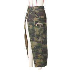 Open Fire Distressed Camo Cargo Maxi Skirt - CloudNine Fash Boutique