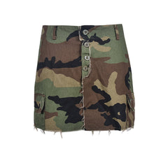 Open Fire Distressed Camo Cargo Mini Skirt - CloudNine Fash Boutique