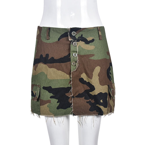 Open Fire Distressed Camo Cargo Mini Skirt - CloudNine Fash Boutique