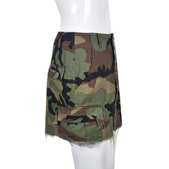 Open Fire Distressed Camo Cargo Mini Skirt - CloudNine Fash Boutique