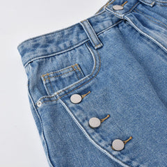 Pressin' My Buttons High Waist Distressed Denim Mini Shorts - CloudNine Fash Boutique