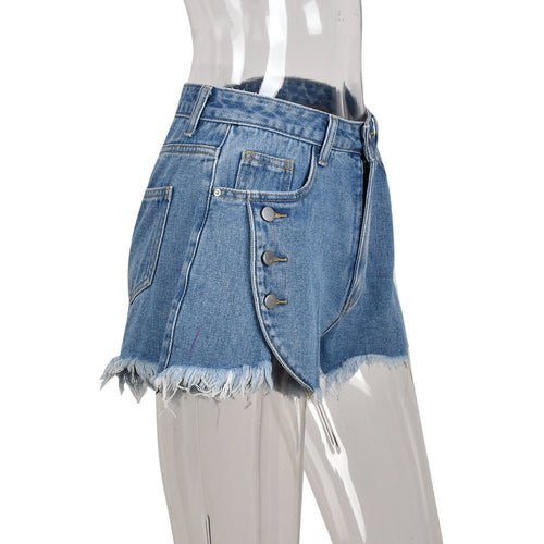 Pressin' My Buttons High Waist Distressed Denim Mini Shorts - CloudNine Fash Boutique