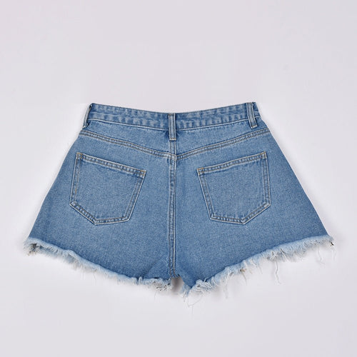 Pressin' My Buttons High Waist Distressed Denim Mini Shorts - CloudNine Fash Boutique