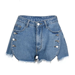 Pressin' My Buttons High Waist Distressed Denim Mini Shorts - CloudNine Fash Boutique