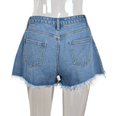 Pressin' My Buttons High Waist Distressed Denim Mini Shorts - CloudNine Fash Boutique