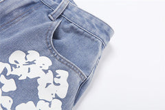 Raising Daisies Printed High Waist Straight Leg Jeans - CloudNine Fash Boutique