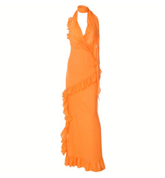 Rosalie Halter Ruffle Maxi Dress - CloudNine Fash Boutique