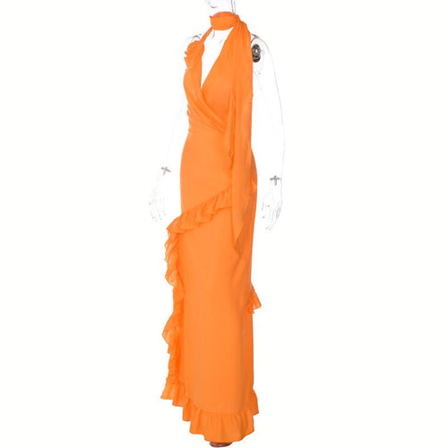 Rosalie Halter Ruffle Maxi Dress - CloudNine Fash Boutique