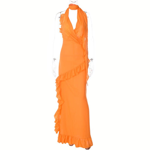 Rosalie Halter Ruffle Maxi Dress - CloudNine Fash Boutique