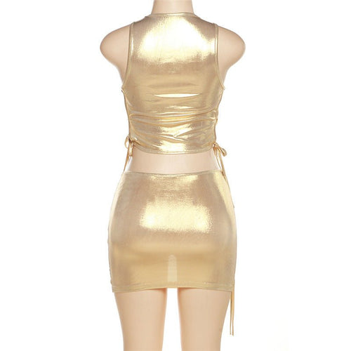 Round Of Applause Cutout Metallic Skirt Set - CloudNine Fash Boutique