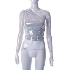 Shining Bright Exposed Shoulder Metallic Crop Top - CloudNine Fash Boutique