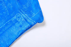 Stop Pocket Watchin’ Denim Print Strapless Midi Dress - CloudNine Fash Boutique
