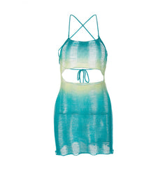 Summer Spritzer Cutout Crochet Ombre Mini Dress - CloudNine Fash Boutique