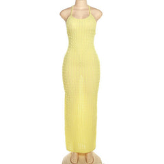 Summertime Fine Textured Cross Strap Maxi Dress - CloudNine Fash Boutique