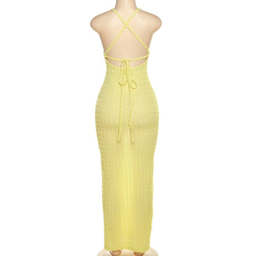 Summertime Fine Textured Cross Strap Maxi Dress - CloudNine Fash Boutique