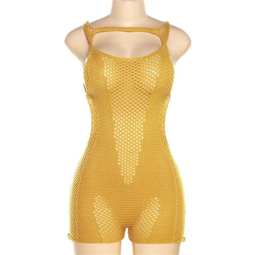 Sun And Sand Crochet Knit Cutout Romper - CloudNine Fash Boutique