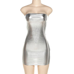 Unforgettable Metallic Tube Mini Dress - CloudNine Fash Boutique
