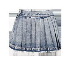 When You Bad Like That Pleated Washed Denim Mini Skirt - CloudNine Fash Boutique