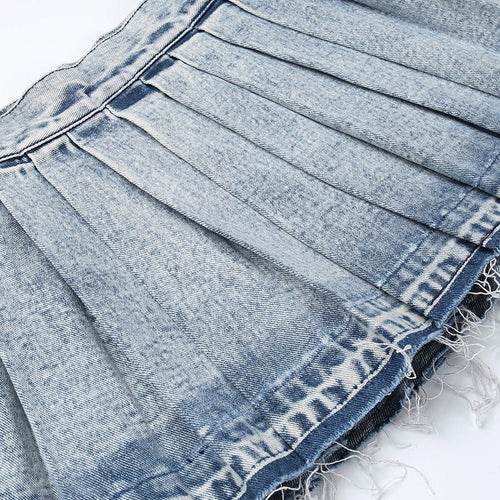 When You Bad Like That Pleated Washed Denim Mini Skirt - CloudNine Fash Boutique