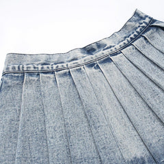 When You Bad Like That Pleated Washed Denim Mini Skirt - CloudNine Fash Boutique